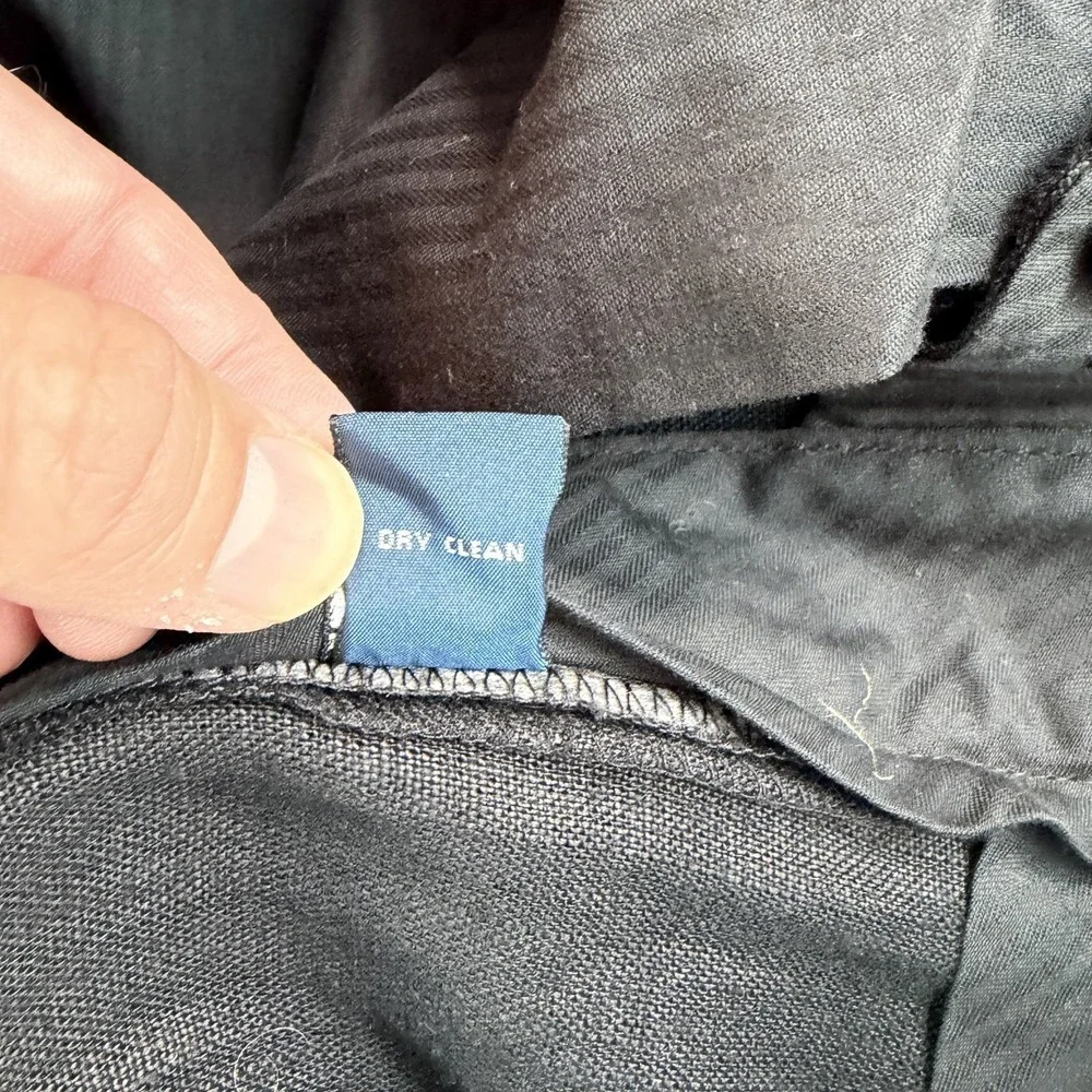 Vintage Polo Ralph Lauren Cuffed Pleated Trouser Pants Black 100% Linen 36x32